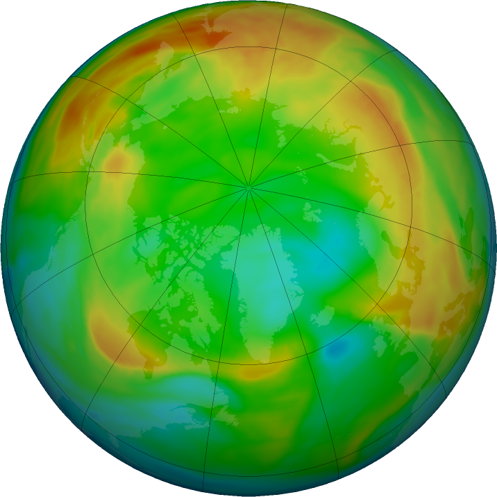Arctic ozone map for 09 January 2022